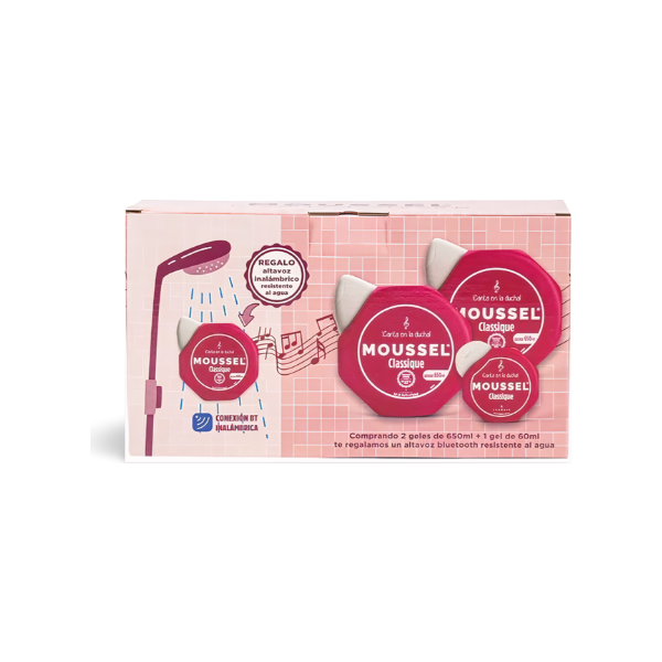 Moussel SET gel de ducha 650ml + 650ml + 60ml + ALTAVOZ BLUETOOTH