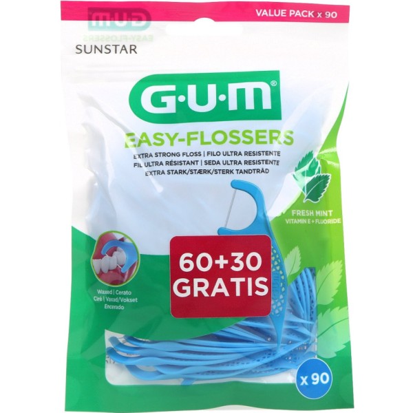 GUM Easy-flossers Aplicadores de Seda Dental con Mango 90 Unidades